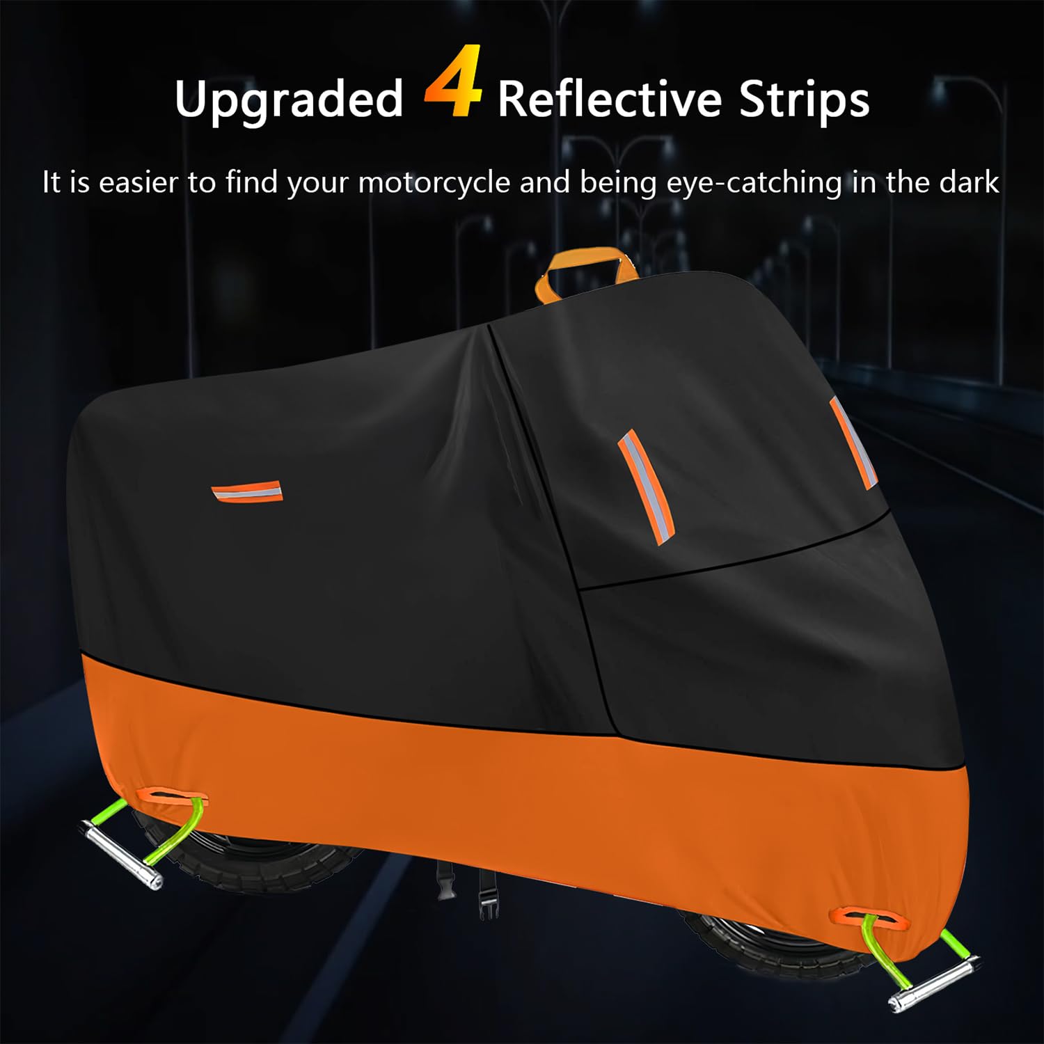 Powersports Vehicle Covers Black & Orange Waterproof Motorcycle Cover with Lock Holes 300D Oxford Heavy Duty Vespa impermeable p
