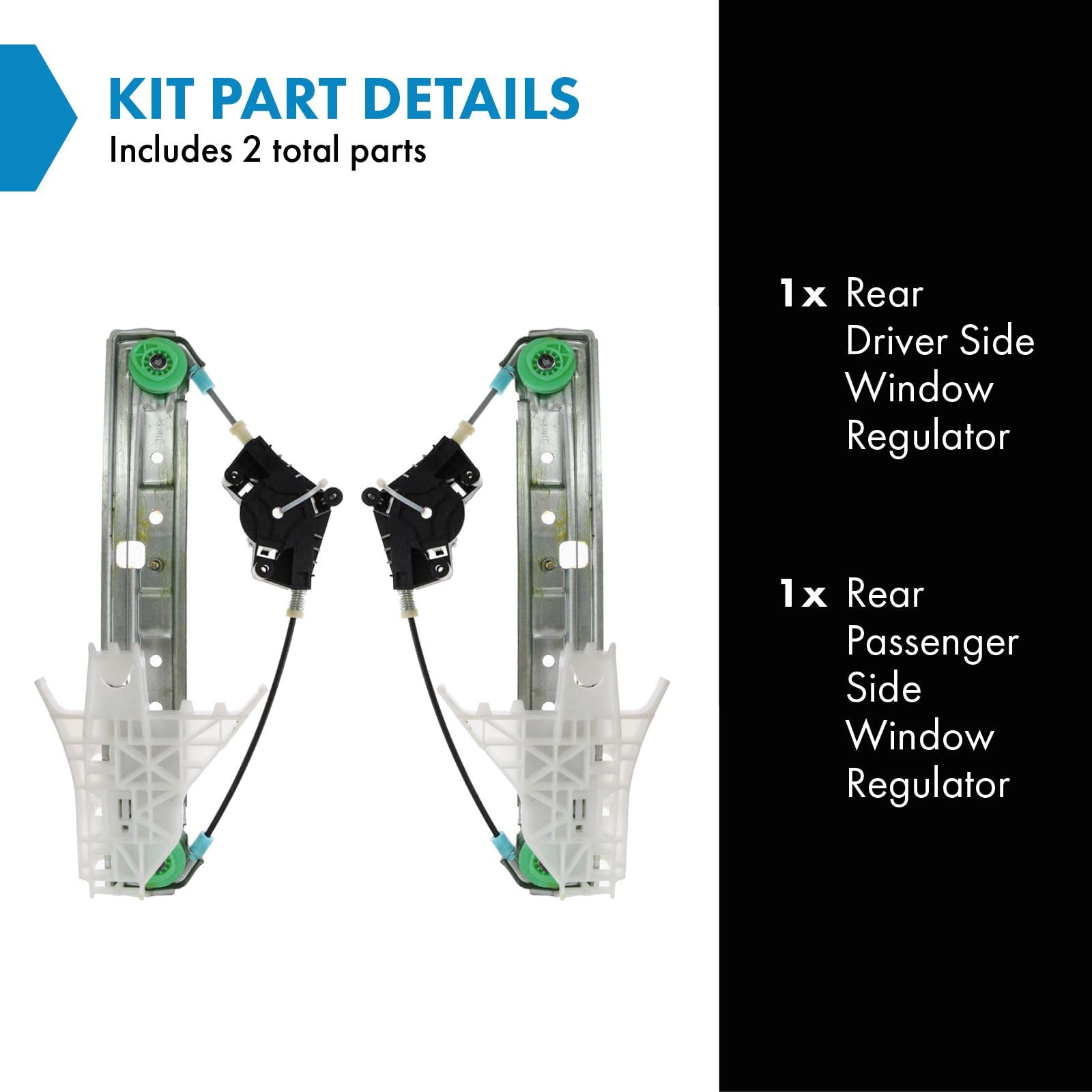 Trq Rear Power Window Regulator Set Compatible With 2005-2009 Chevrolet Equinox 2006-2009 Pontiac Torrent