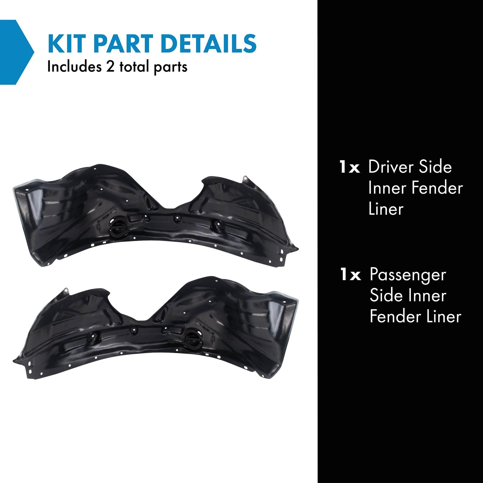 Trq Inner Fender Liner Set Compatible With 2011-2020 Dodge Durango Ch1248156 Ch1249156