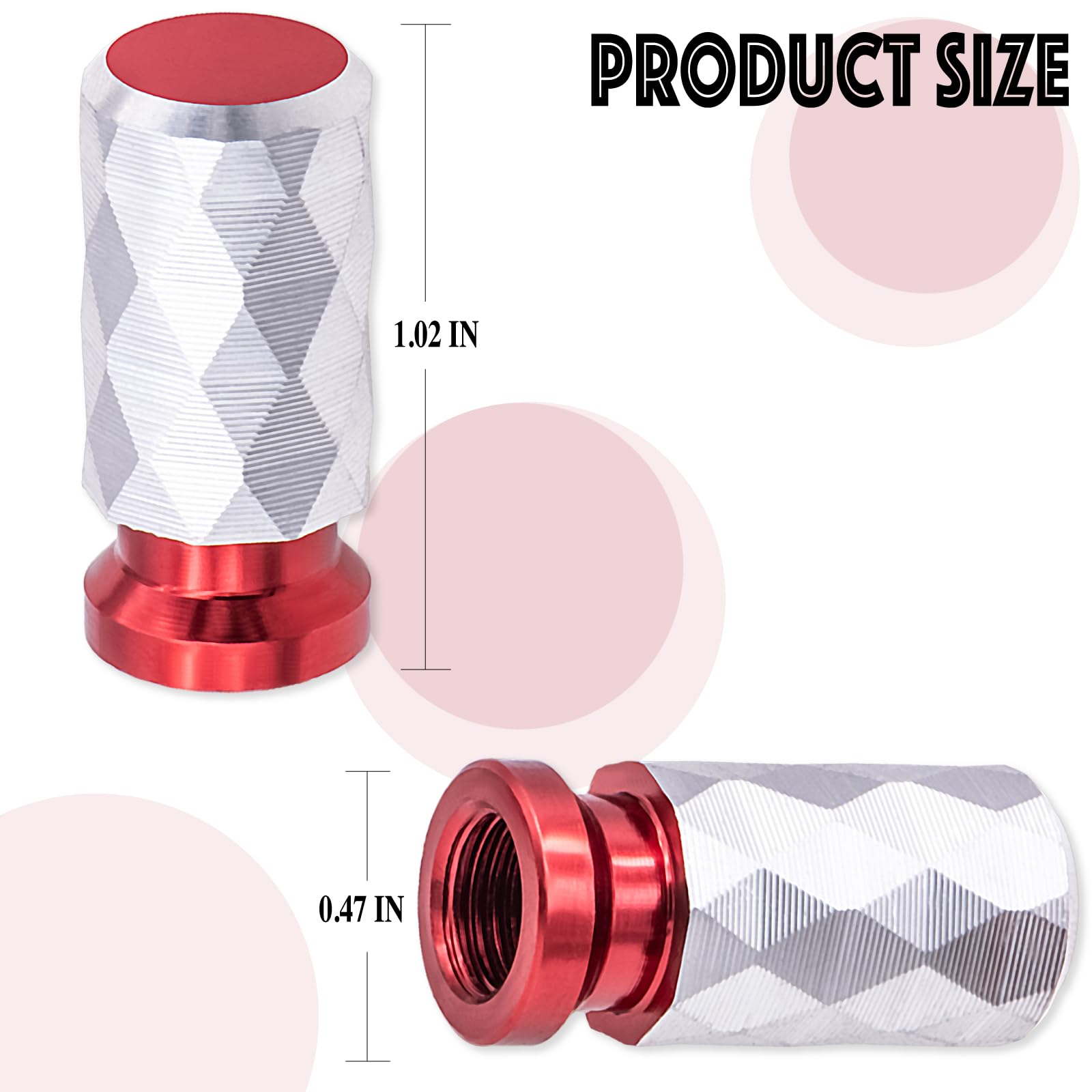 Meajoo 4Pcs Car Tire Valve Stem Cap, Leak-Proof Tyre Air Valve Caps, Aluminum Alloy Air Leakproof Valve Caps Cover Fits Cars, Tr