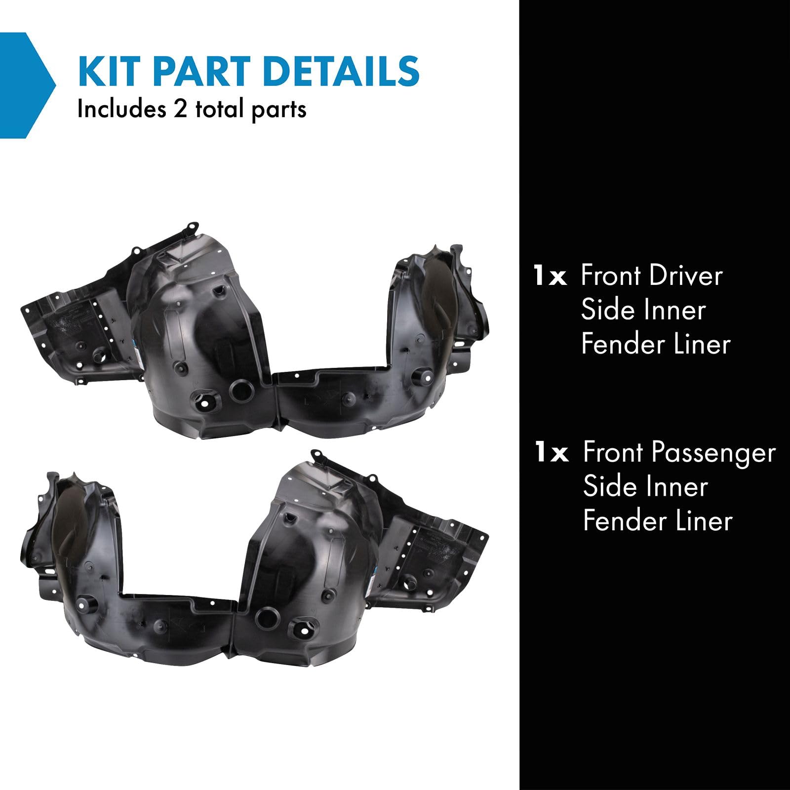 Trq Front Inner Fender Liner Set Compatible With 2020-2023 Nissan Sentra Ni1248180 Ni1249180