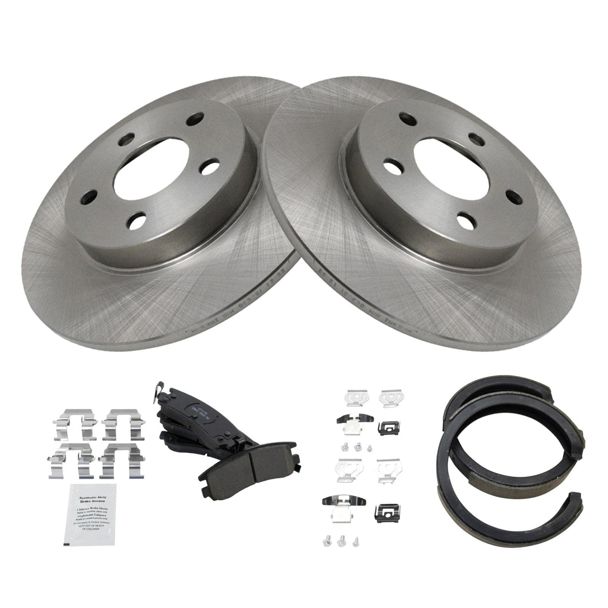 Trq Rear Brake Pad & Rotor Kit Brake Pads Brake Rotor Parking Brake Shoe Set Ceramic Compatible With 2000-2005 Cadillac Deville