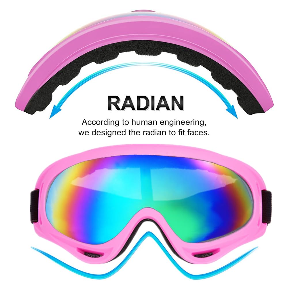 Ljdj Motorcycle Goggles,2 Pack Dirt Bike Atv Motocross Riding Hiking Protective With 2 Pack Neck Breathable Bandana Mask (Rose P