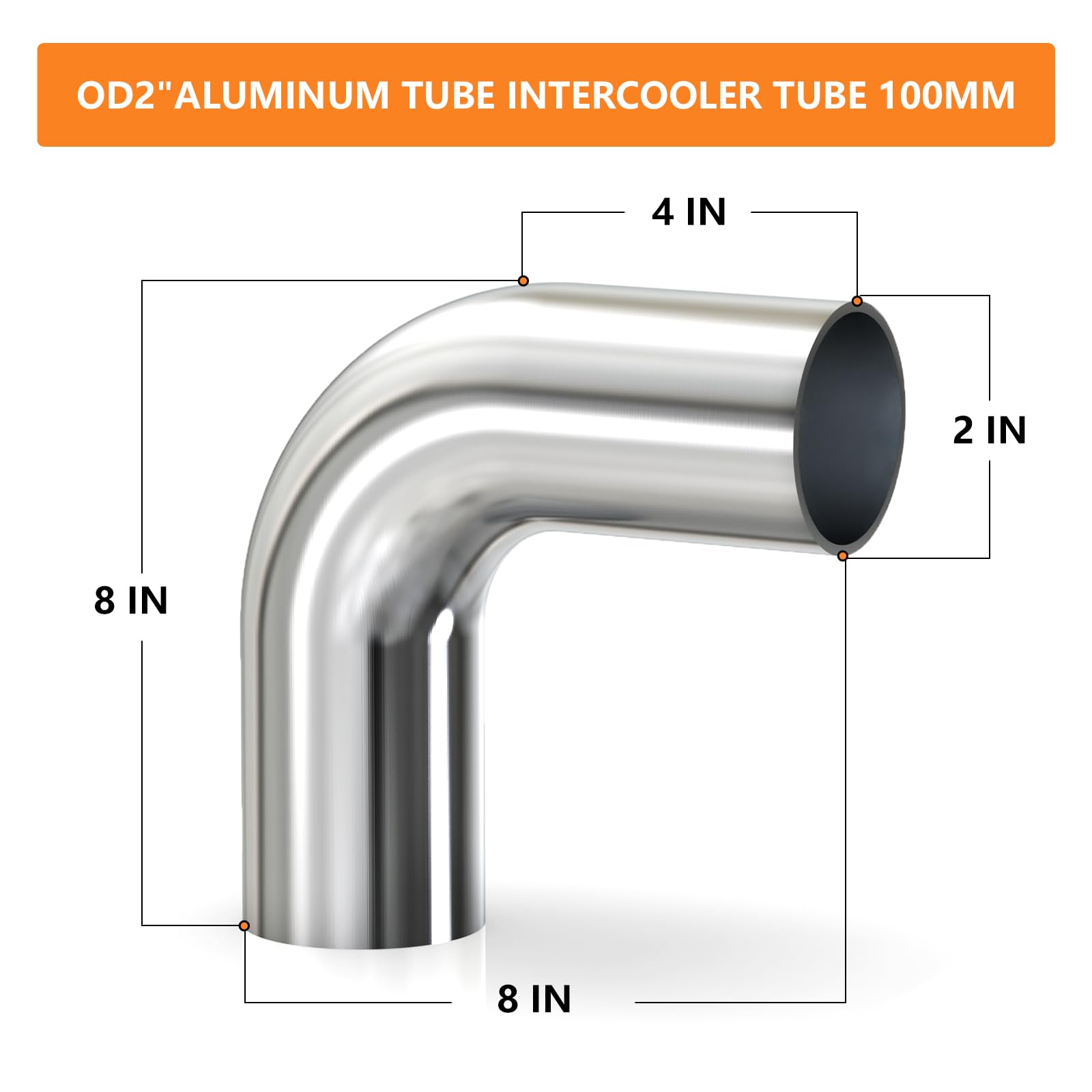 Gasher 2Pcs 90 Degree Elbow Aluminum Alloy Tube 2''Od, Leg Length 4'' (100Mm), Intercooler Pipe For Intake And Cooling Systems