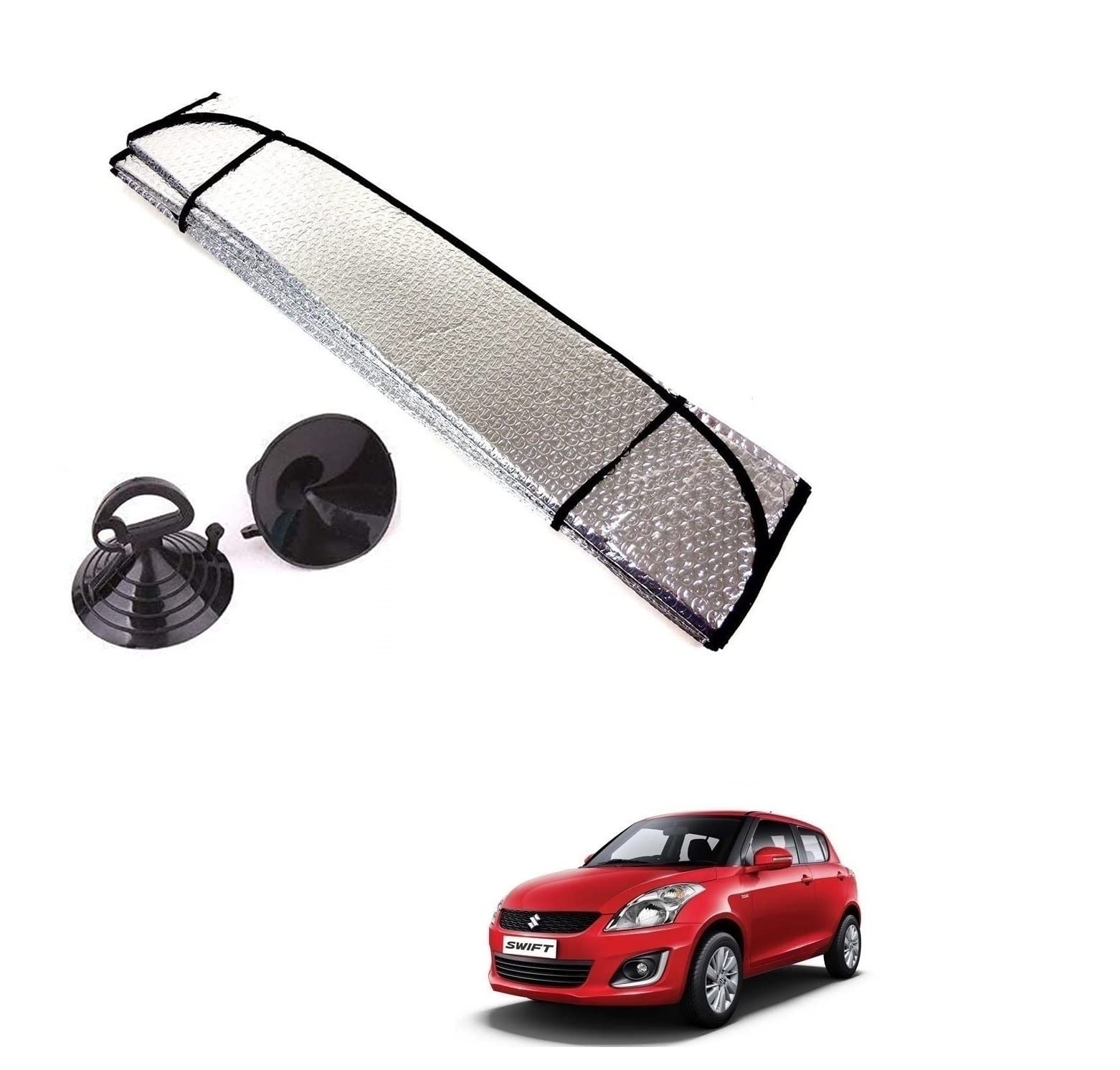 Auto Addict Car Sunshades Aluminium Foil Foldable Windshield (Front Window,Rear Window,1 pc) Sunshade for Maruti Suzuki Swift Ty