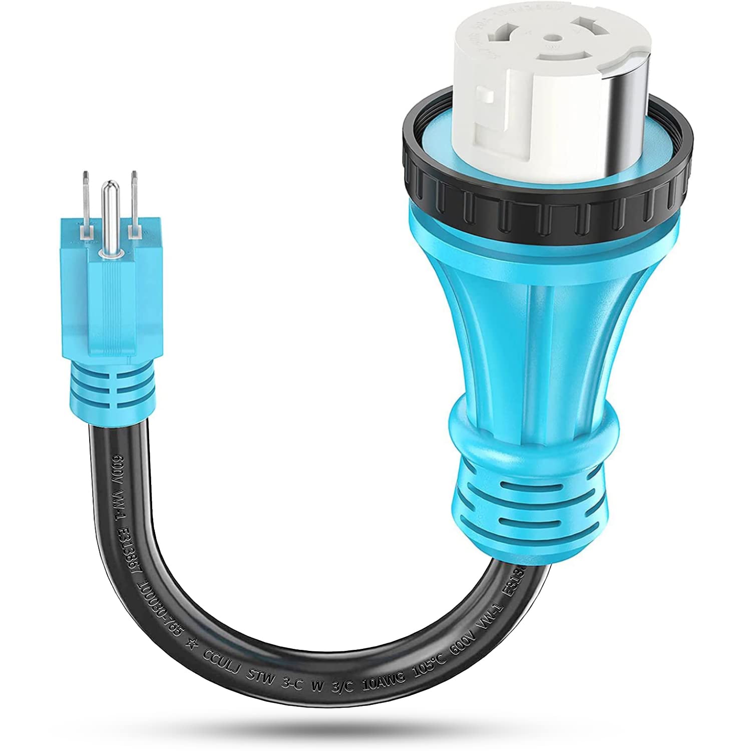 Circlecord 50 Amp To 15 Amp 110 Volt Rv Adapter Cord With Locking Connector, Nema 5-15P Male To Ss2-50R Twist Lock Female Electrical Power Dogbone, Stw 10 Gauge For Rv Trailer Camper, Etl Listed