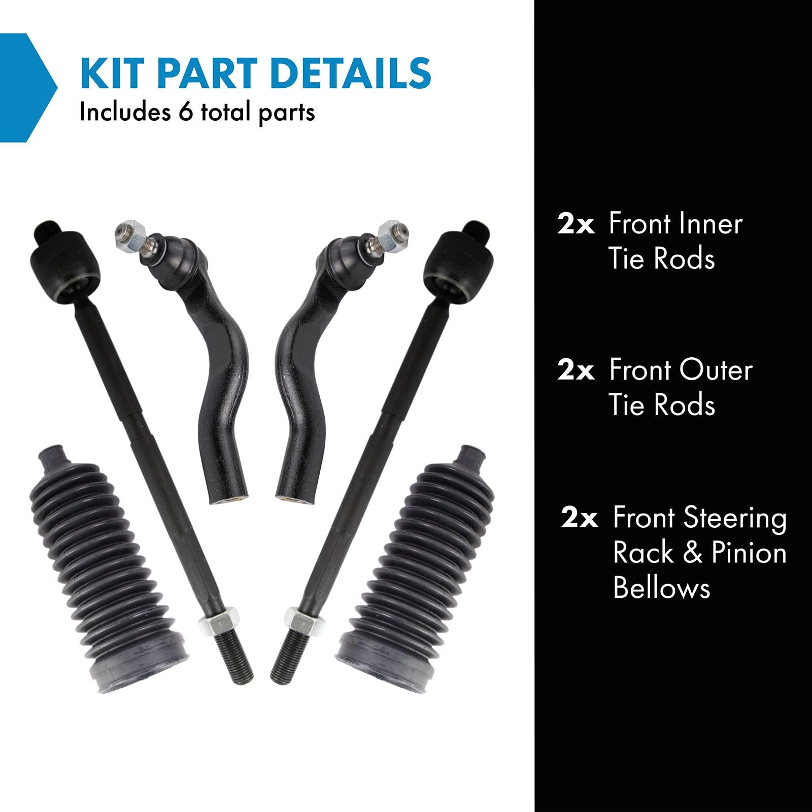 Trq Front Steering Kit Steering Rack & Pinion Bellow Tie Rod Compatible With 2017-2020 Honda Cr-V