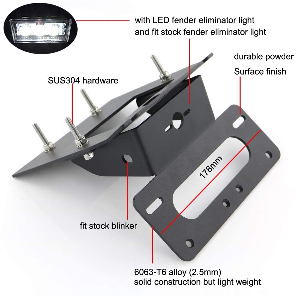 Xitomer For Grom Fender Eliminator Fit For Grom 2017 2018 2019 2020 Msx125 Grom, With Led License Plate Light, Compatible With Oem/Stock Turn Signal (Black)