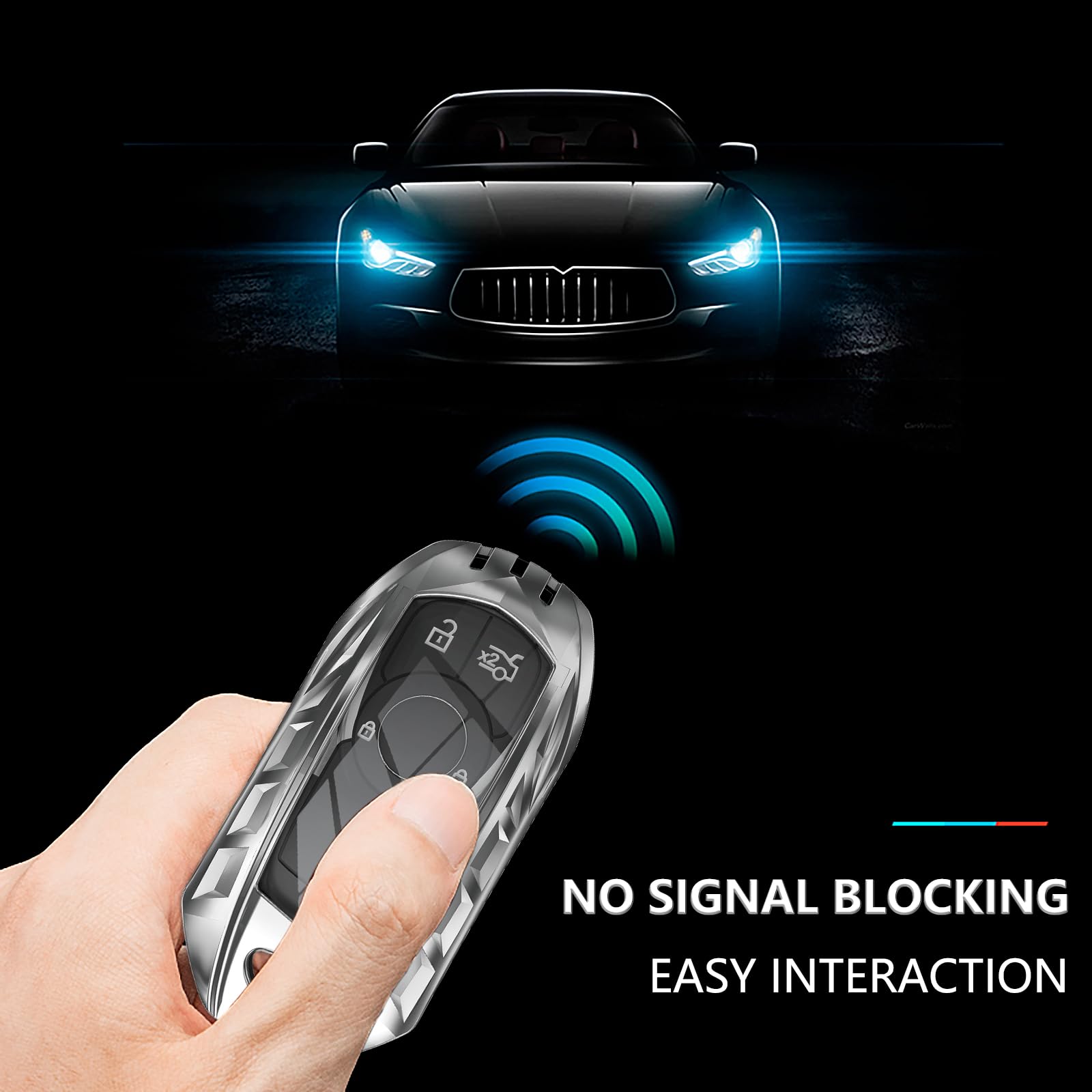 Ocezbiis For Buick Key Fob Cover,Keychain,Zinc Alloy Protection Car Key Shell Case Compatible With Buick Holder Smart Remote Key