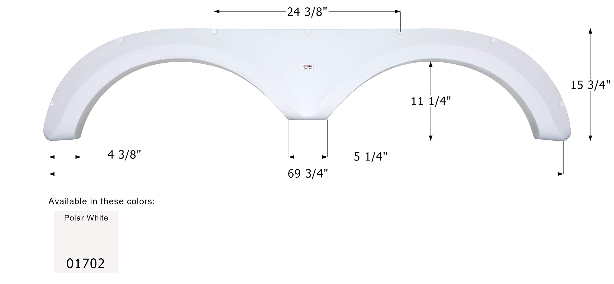 Icon 01702 Tandem Axle Fender Skirt Fs1702 For Jayco - Polar White