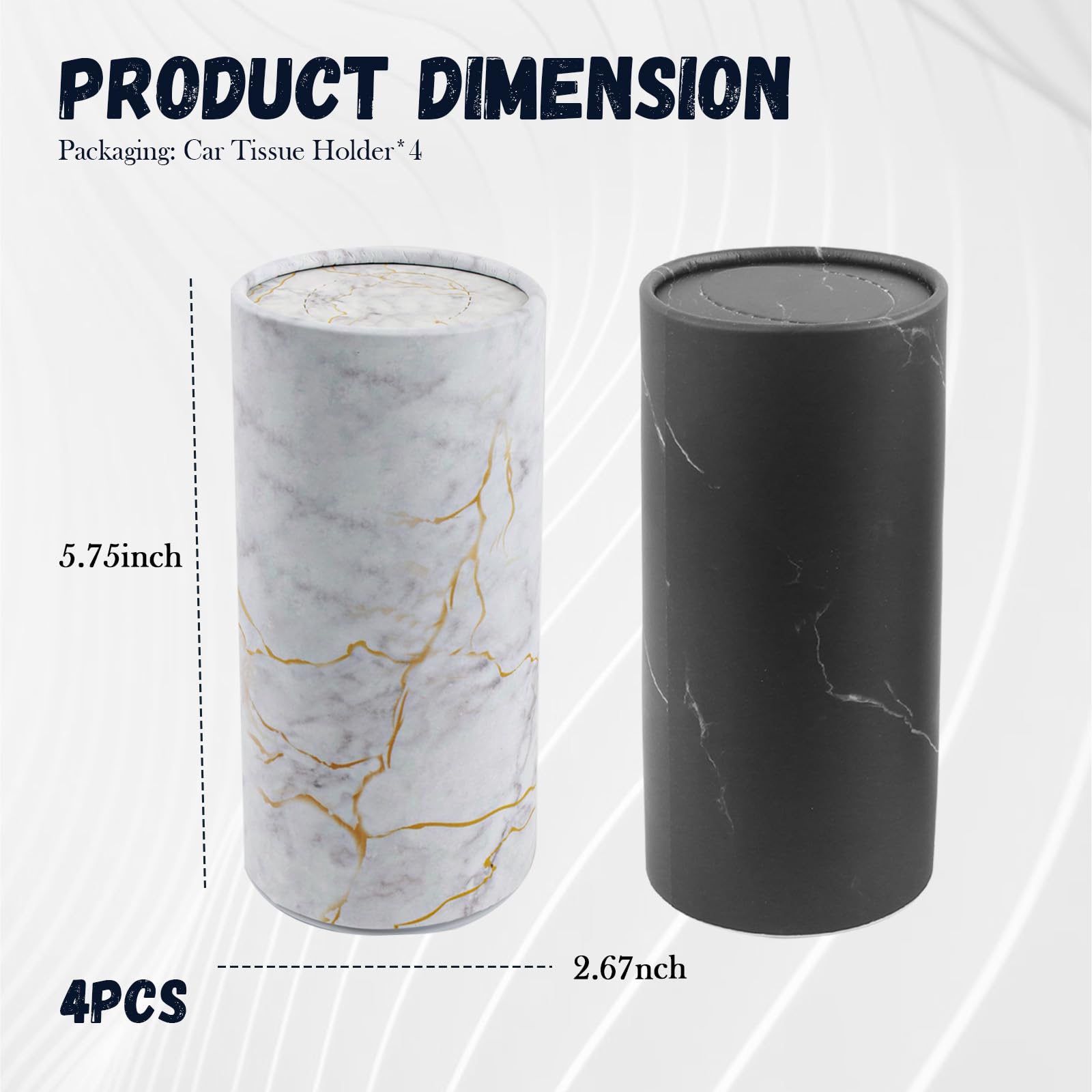 4PCS Car Tissue Holder for Car Cup Holder,Minimalist Car Tissues Cylinder of Travel Tissues Replace 50 Facial Tissue,Universal C