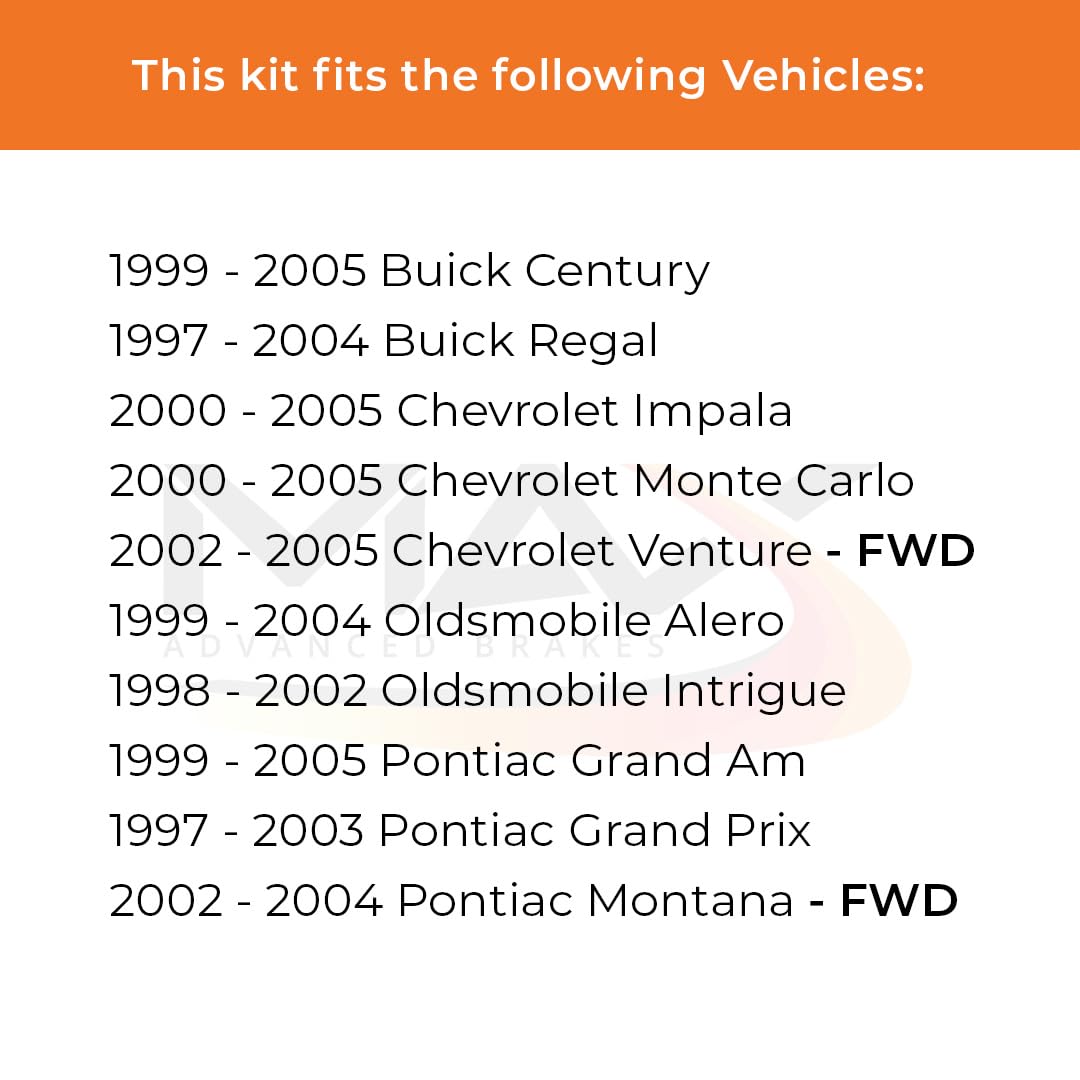 Max Advanced Brakes Rear Brake Kit Compatible With 1999-2005 Buick Century Regal Compatible With Chevy Impala Venture Replacemen