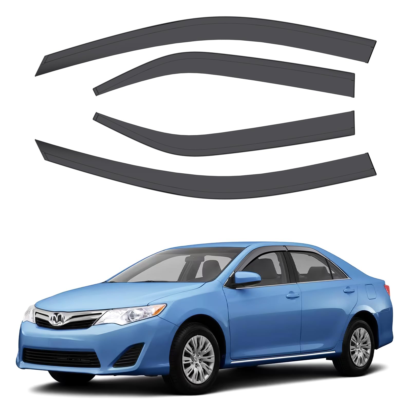 Aclong Smoke Rain Guards Fit For Toyota Camry 2012 2013 2014 2015 2016 2017 Tape-On Side Shatterproof Window Visor, Window Defle