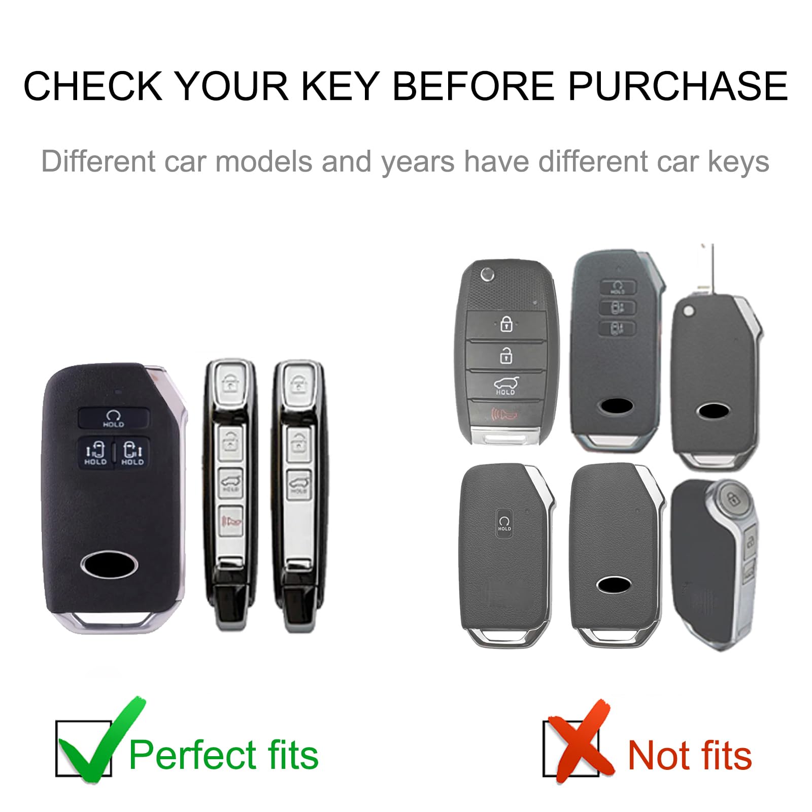 Cacarlike For Kia Key Fob Cover With Kia Keychain, Car Key Fob Case Compatible With Kia Carnival Cadenza 6/7 Buttons Ka4 Ex Sx L