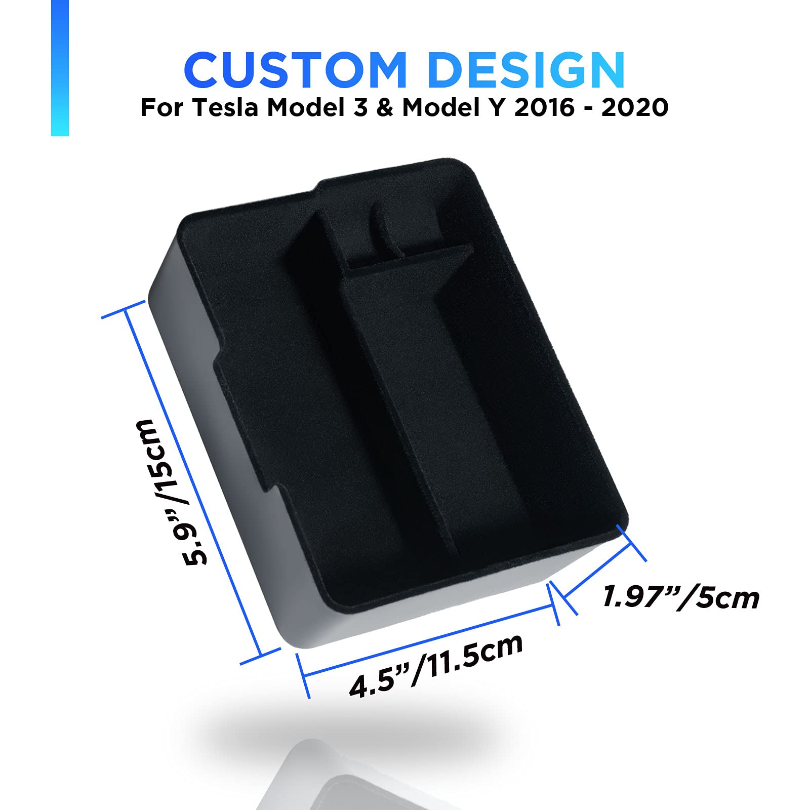 Nestour 2016-2020 Tesla Model 3 Model Y Center Console Organizer Tray Accessories, Upgrade Customized Storage Box, Premium Abs And Flocking Material With Sunglasses And Coin Holder