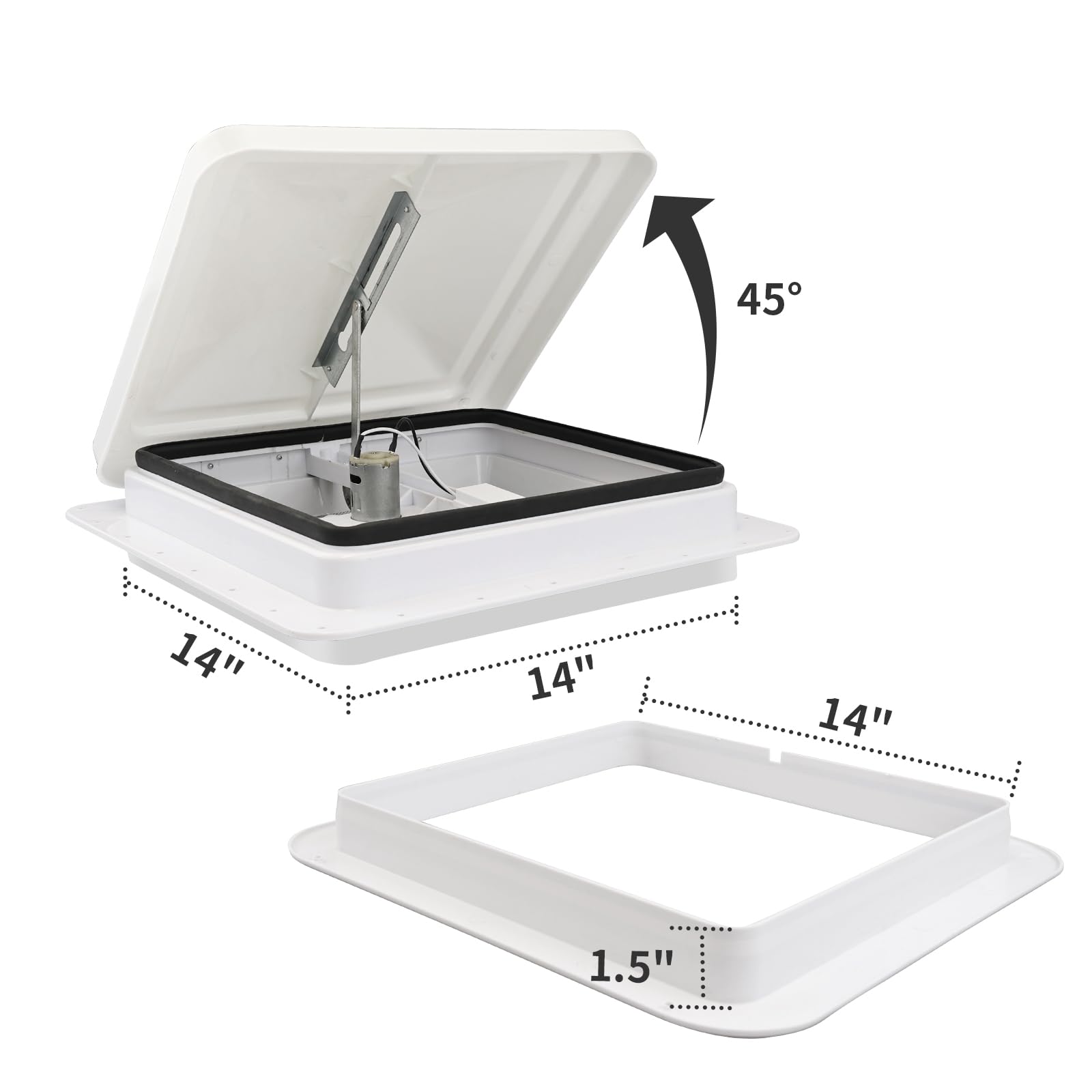 RVMATE 14'' Remote RV Roof Vent Fan for RV/Camper/Trailer, Remote Control Reversible Exhaust RV Roof Vent Fan White with 12V RV