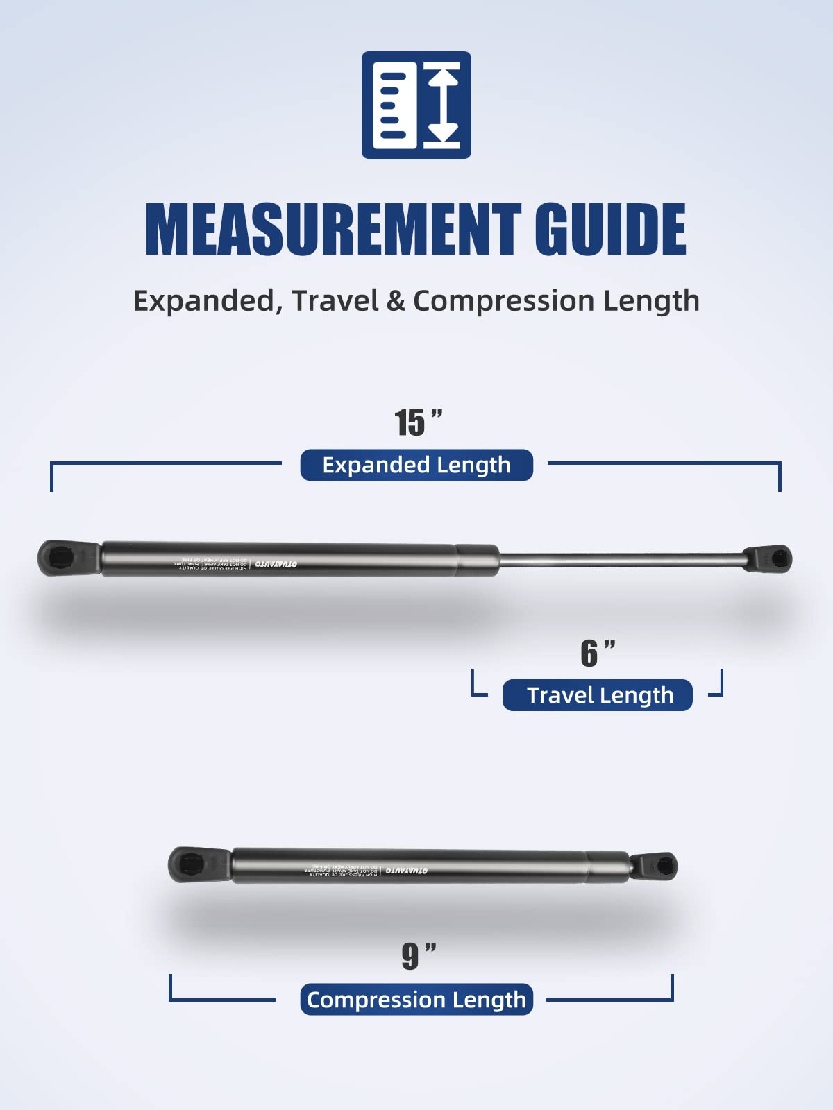 Otuayauto 15 Inch Gas Struts - 533N/120Lbs Universal Lift Support - Gas Shocks For Tool Box Shock, Truck Cap Strut, Hydraulic Do
