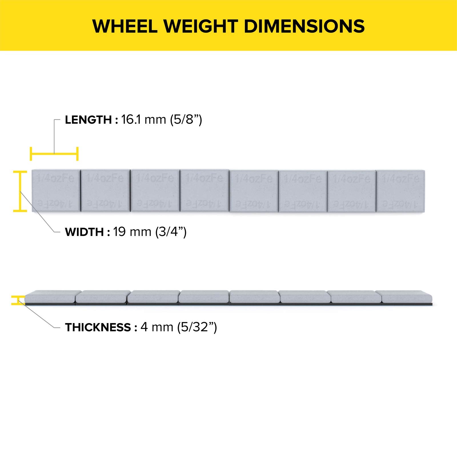 Stancemagic - 0.25Oz 1/4Oz - Gray Adhesive Stick On Wheel Weights, Easy Peel, Low Profile, Zinc Plated Steel Balancing Weights F
