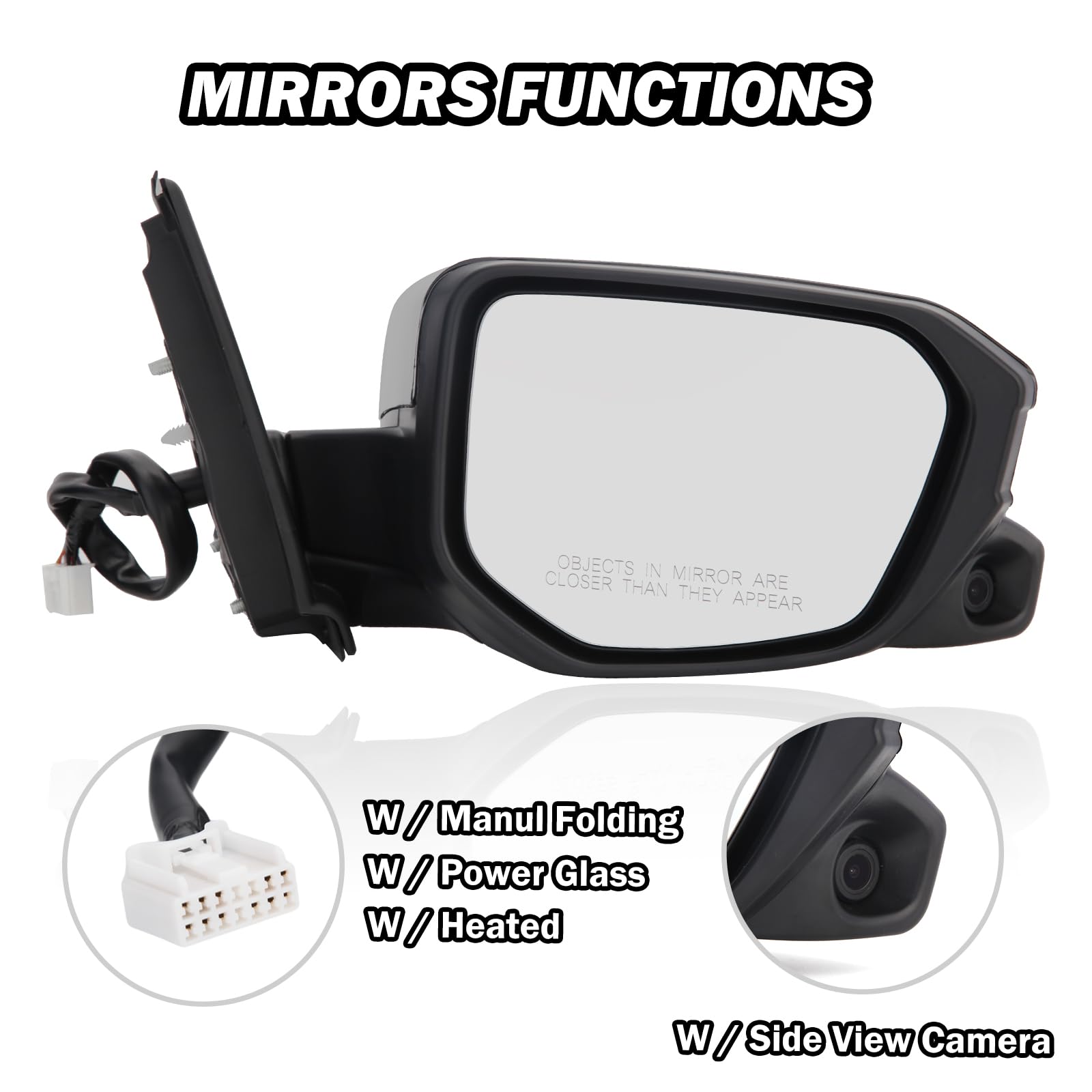Passenger Side View Mirror Compatible With 2016-2021 Honda Civic Power Heated With Camera