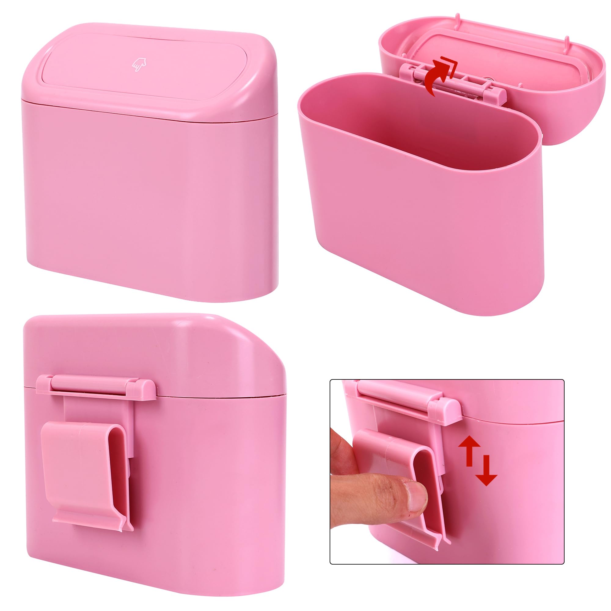 Ginsco 2 Pack Mini Car Trash Can With Lid, Small Car Garbage Can, Cute Leakproof Abs Trash Bin, Auto Accessories For Interior, G