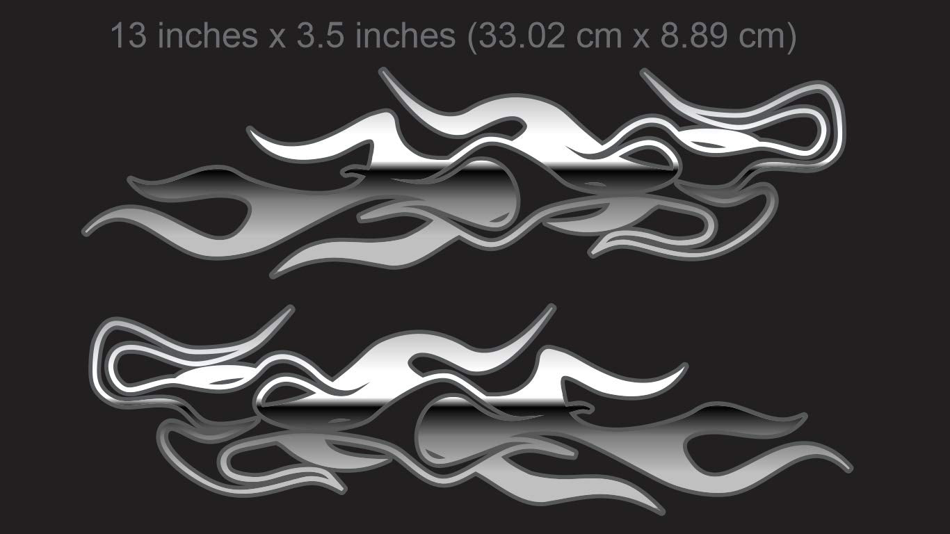 Chaser Flames - 2Pc Set - Compatible With/Made For: Honda Shadow Harley Davidson And All Other Motorcycles (Polished Chrome)