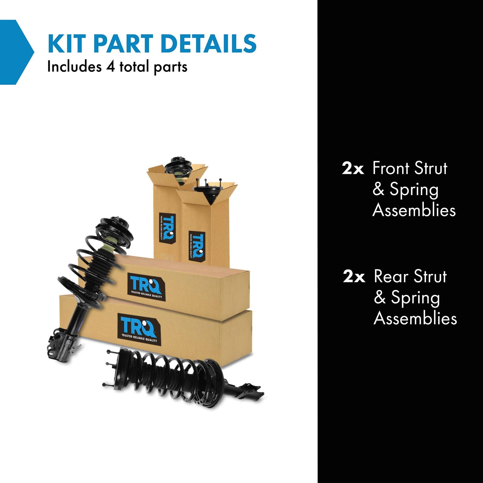 Trq Front And Rear Strut & Coil Spring Assembly Set Driver & Passenger Sides Compatible With 92-94 Lexus Es300 Toyota Camry