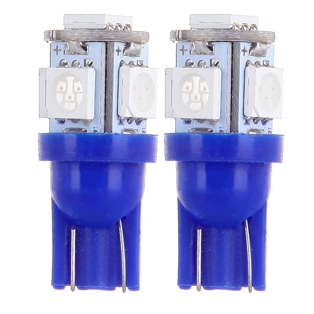 Cciyu 194 Extremely Bright Led Bulbs 5-5050-Smd Light Lamp License Plate Light Lamp Wedge T10 168 2825 W5W Blue Pack Of 2