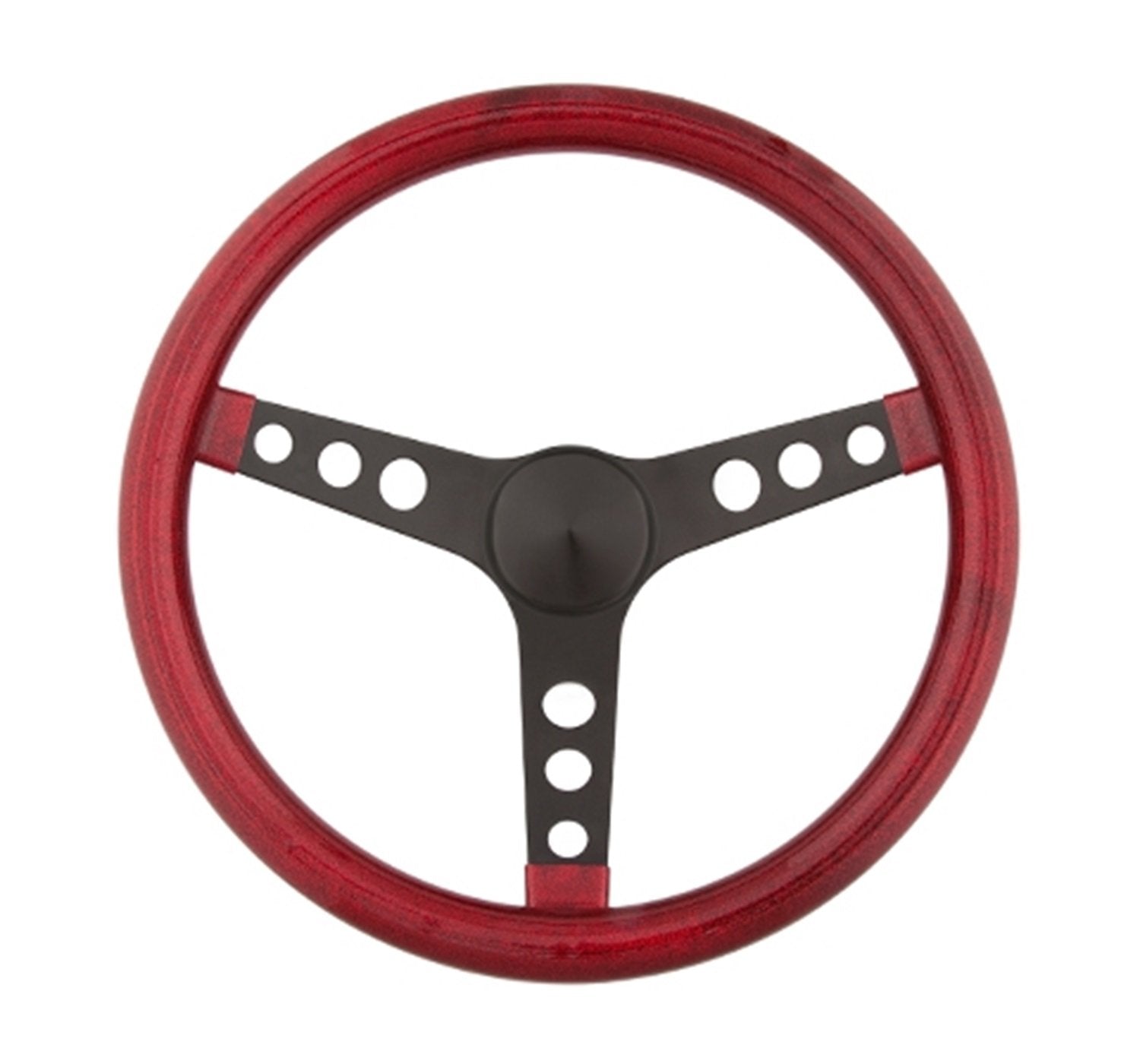 Grant 8455 Red Metal Flake 13.5 inch 3-Black Spoke Design Steering Wheel
