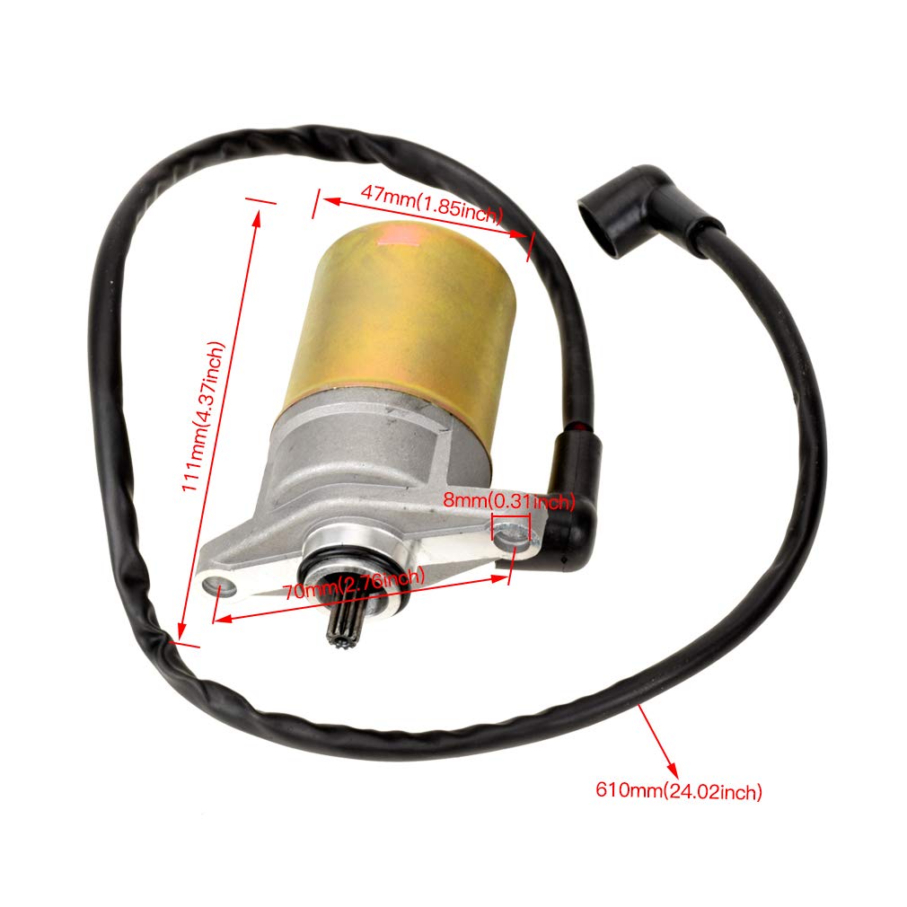 Hiaors 10 Teeth Starter Motor For Tao Tao Jonway Sunl Roketa Baja Peace Sports Gy6 47Cc 49Cc 50Cc Chinese 4-Stroke Qmb139 Engine