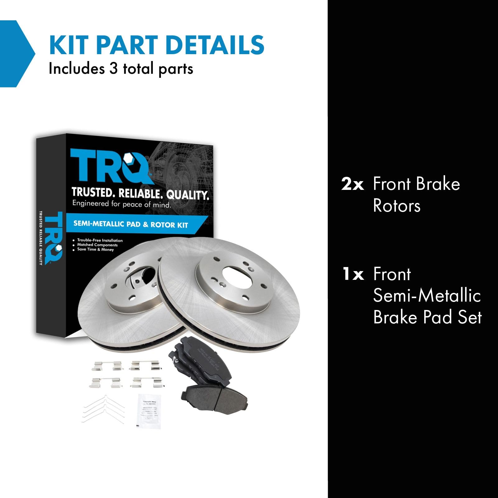 Trq Front Brake Pad & Rotor Kit Brake Pads Brake Rotor Semi-Metallic Compatible With 2003-2008 Honda Pilot