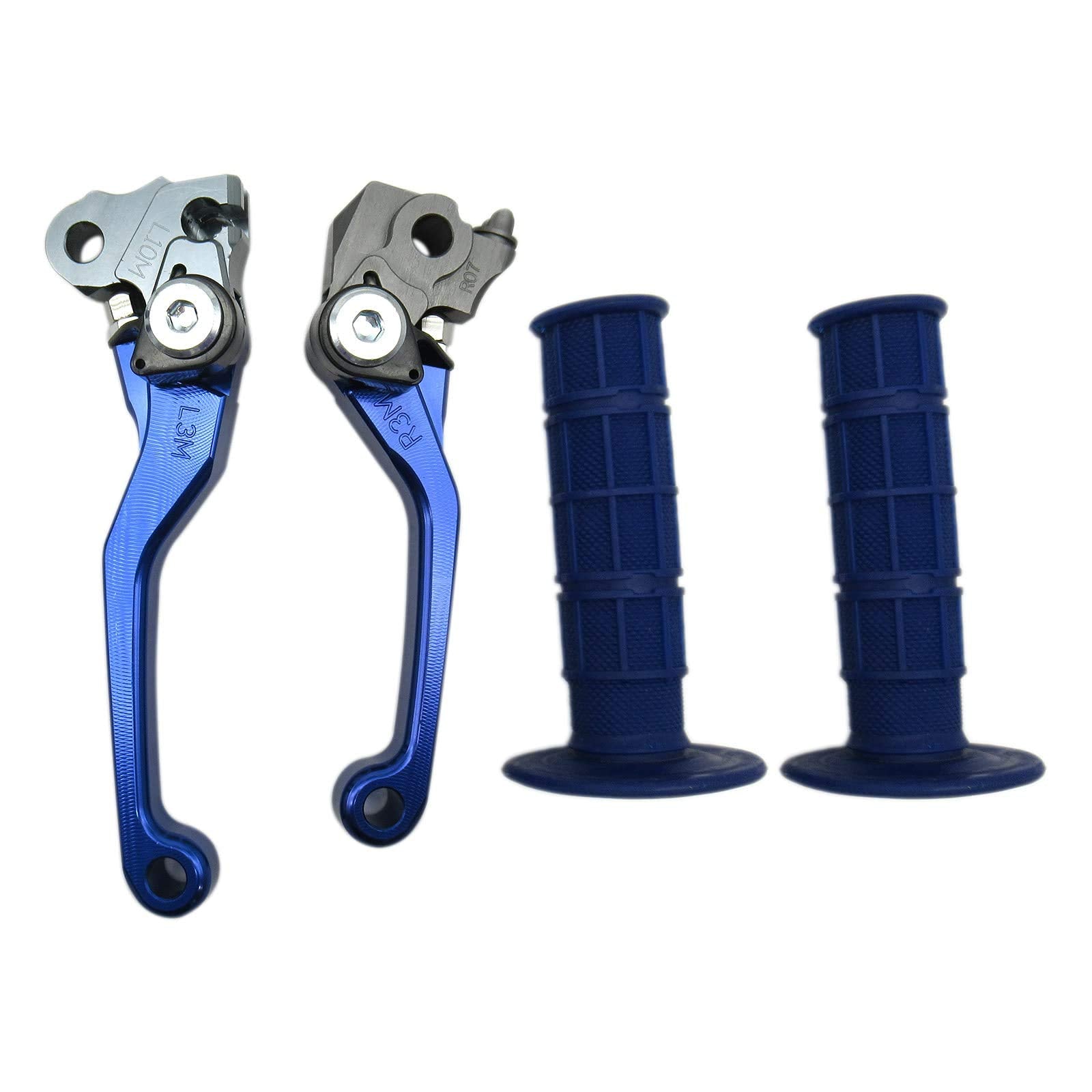 Usonline911 Blue Cnc Motorcross Dirt Bike Pivot Brake Clutch Levers Set For Yamaha Ttr125/Lw/E 1993-2015 W/ 7/8' 22Mm Rubber Hand Grips