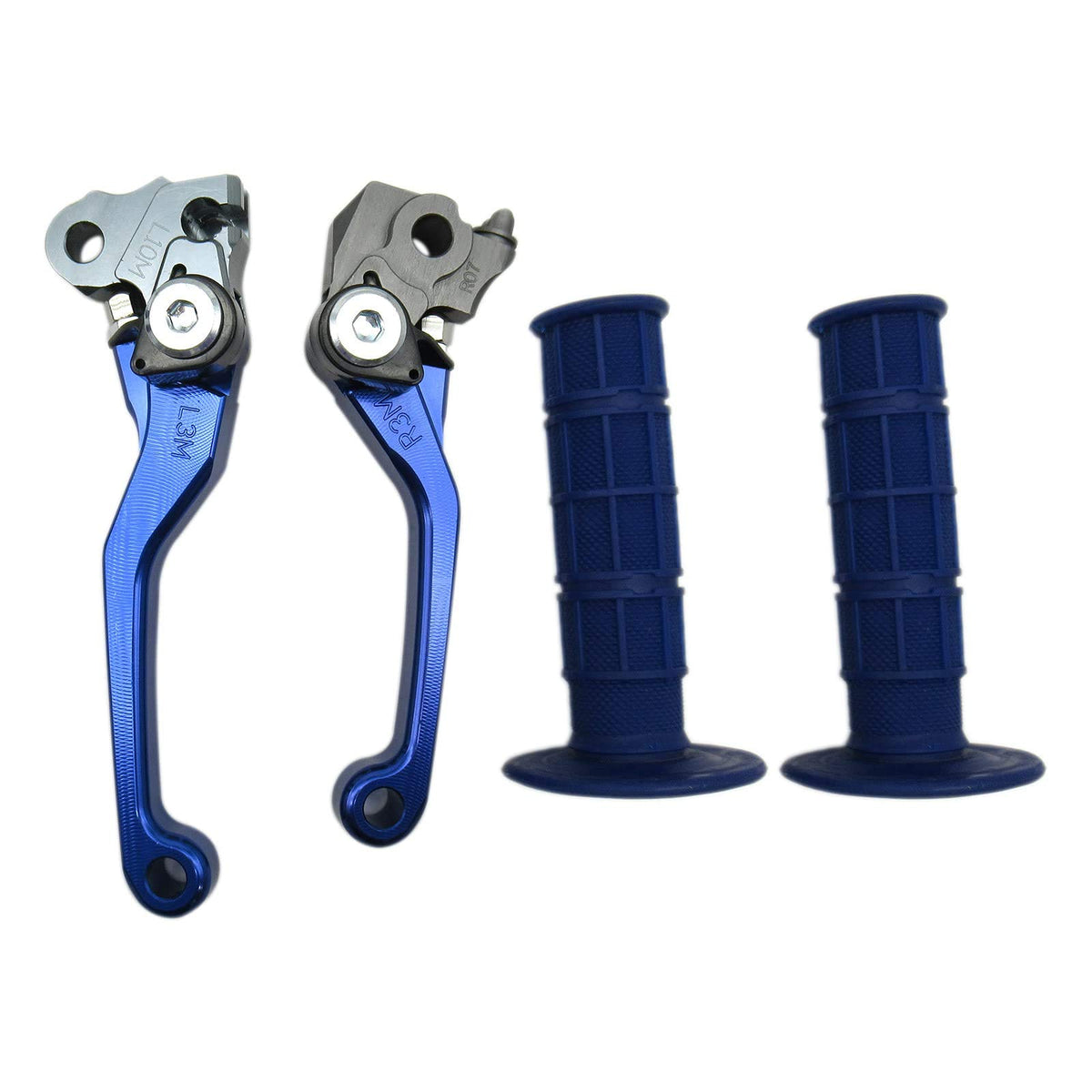 USonline911 Blue CNC Motorcross Dirt Bike Pivot Brake Clutch Levers Set for Yamaha TTR125/LW/E 1993-2015 w/ 7/8'' 22mm Rubber Ha