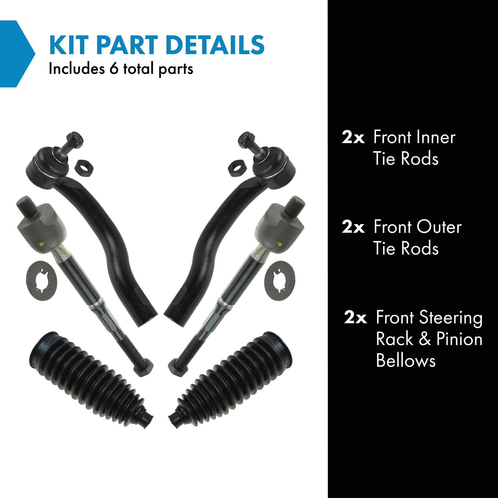Trq Front Steering Kit Steering Rack & Pinion Bellow Tie Rod Compatible With 2009-2014 Nissan Cube 2007-2012 Versa