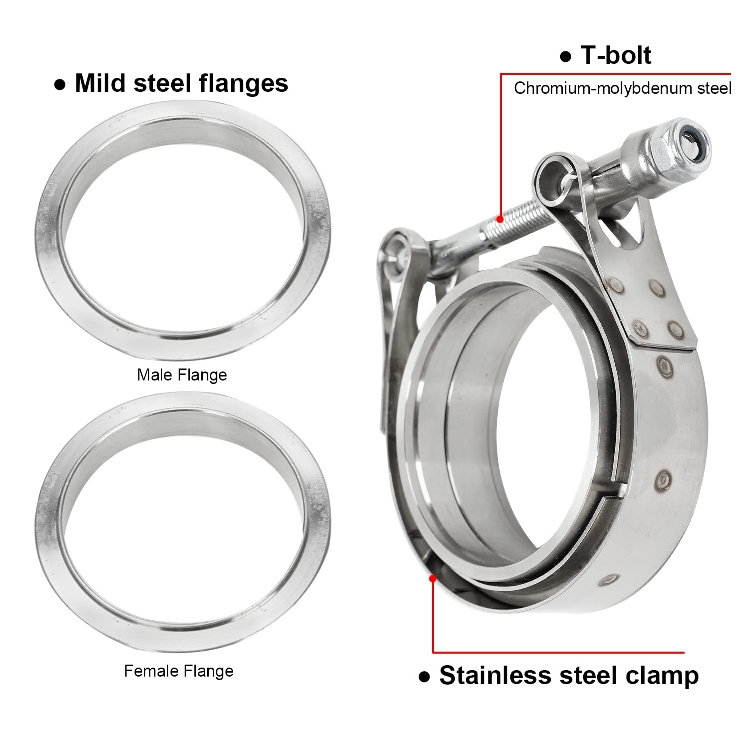 3 Inch V Band Clamp With Male Female Flange 304 Stainless Steel,V-Band Flange Kit