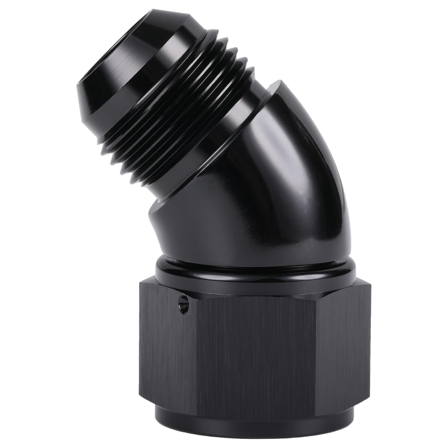 Podavelle 45 Degree 12An Male To 12An Female Swivel Full Flow Fitting Adapter Coupler Aluminum Black