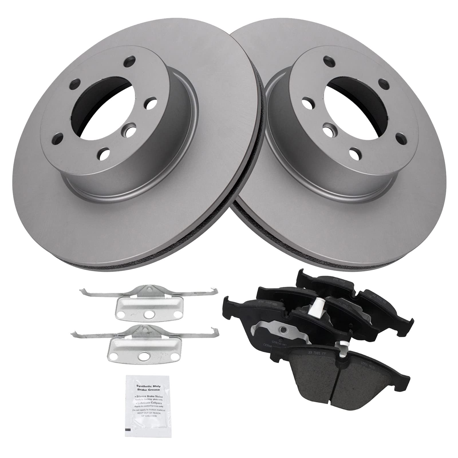 Trq Front Brake Pad & Rotor Kit Brake Pads Brake Rotor Ceramic Premium G-Coated Compatible With 2007-2013 Bmw 328I 2009-2013 328