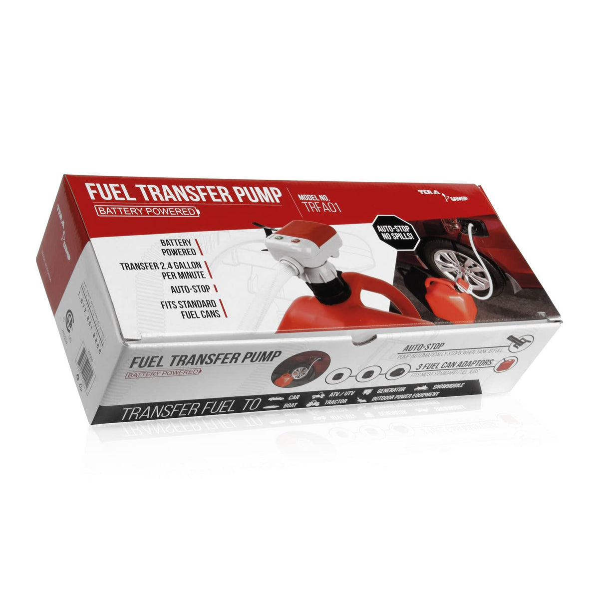 Tera Pump Splash-Proof Gas Can Pump, 39 Inch Discharge Hose, 2.4 Gpm Or 250 Gallons W/Four Aa Batteries (Not Included), Battery 