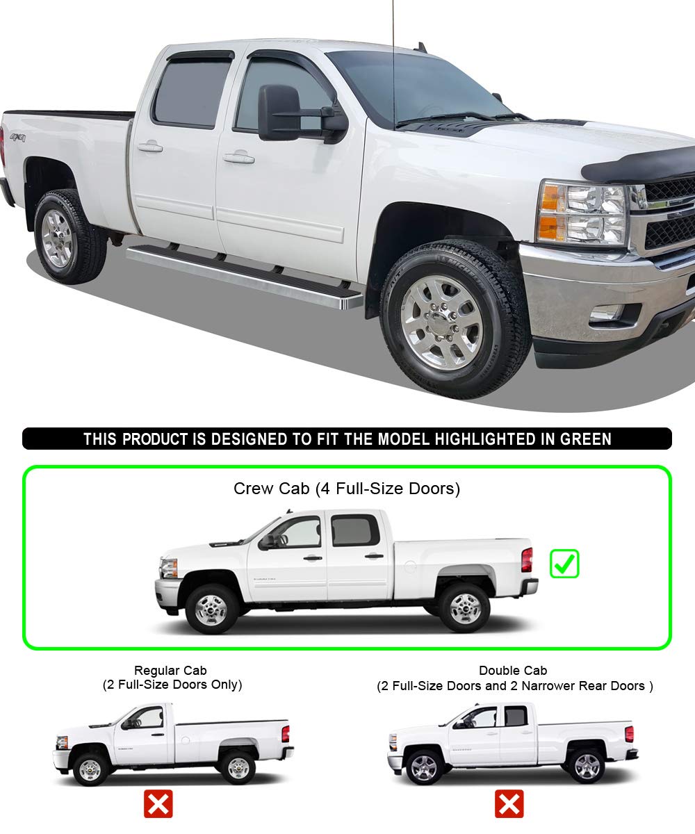 Aps Running Boards 6 Inches Compatible With Chevy Silverado Gmc Sierra 1500 2007-2018 & 2500 Hd 3500 Hd 2019 Crew Cab (Exclude 0