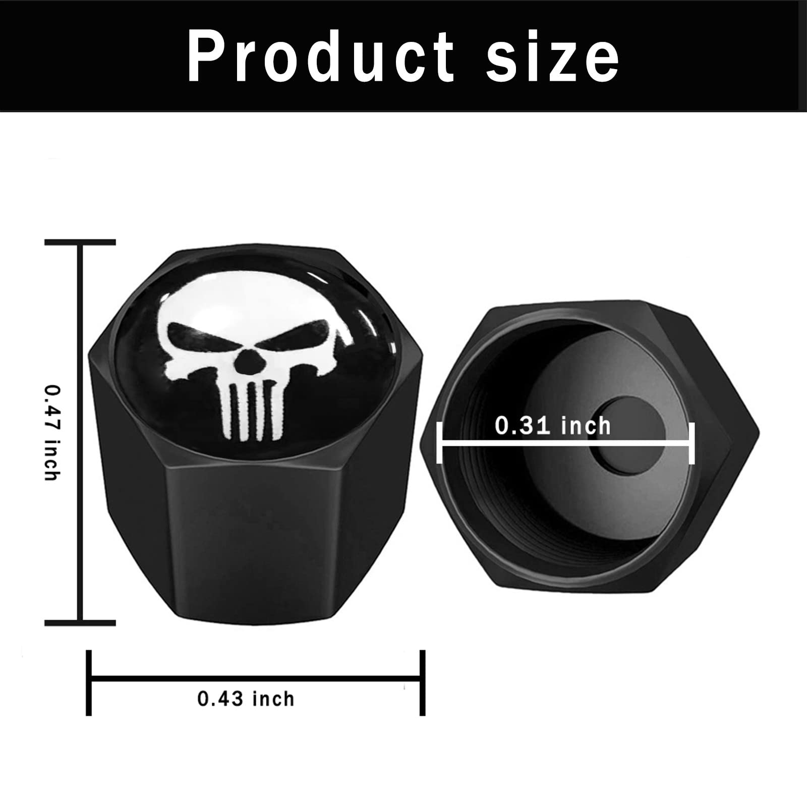 Ajxn 4 Pack Skull Car Wheel Tire Valve Stem Caps Airtight Dust Proof Covers Universal Tire Air Valve Caps For Cars, Trucks, Bicycles, Car Accessories For Men And Women White