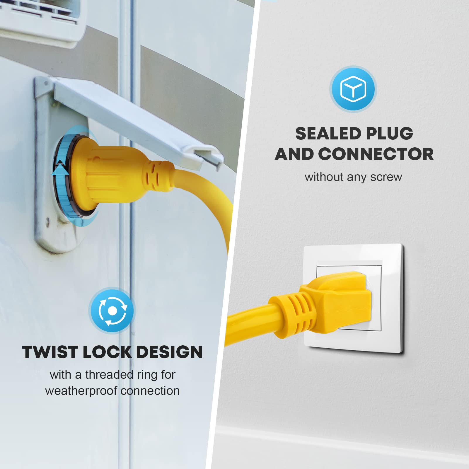 Kohree 30 Amp To 15 Amp 110 Rv Adapter Plug, 15A Male To 30A Female Rv Power Adapter, Nema 5-15P To L5-30R Twist Lock Rv Dogbone