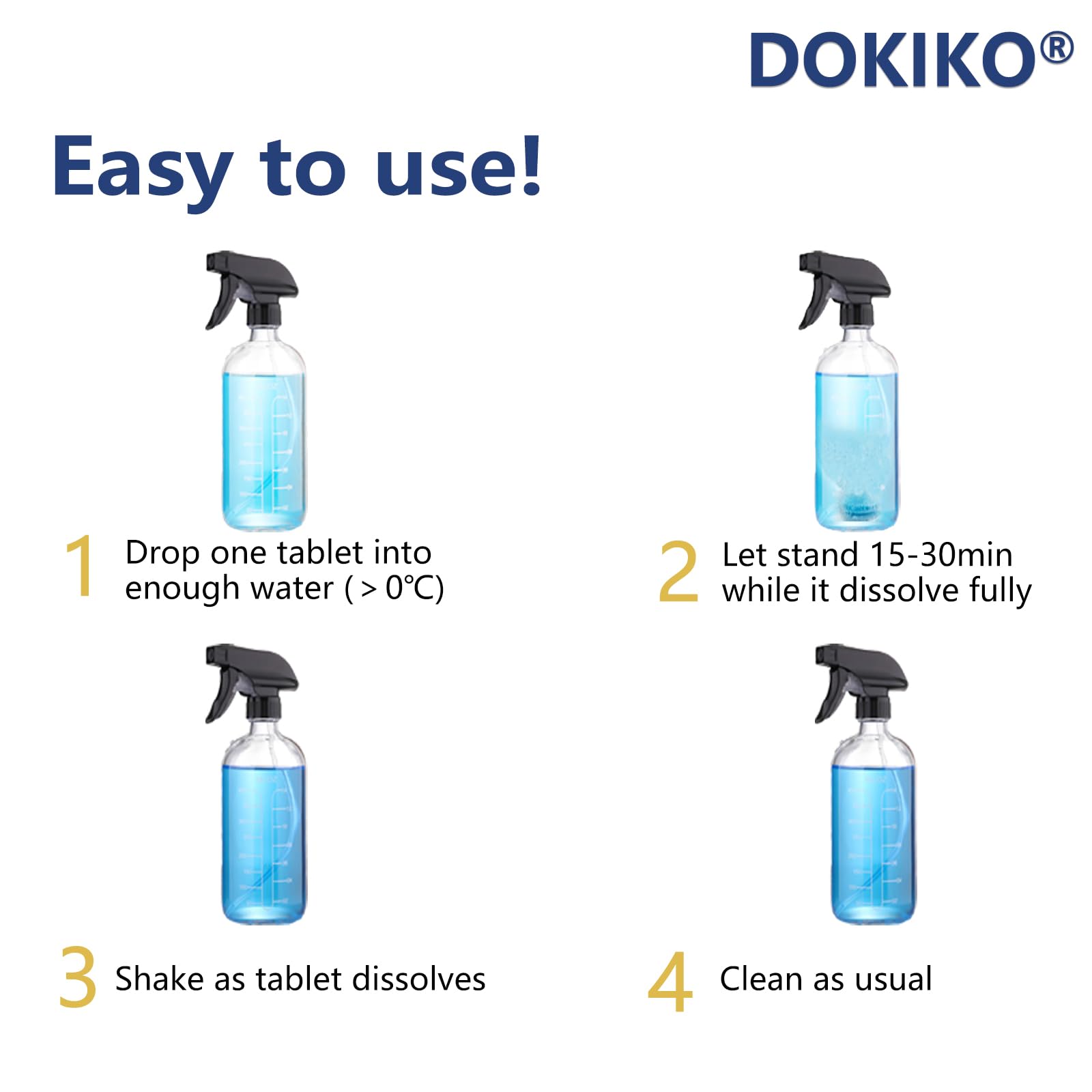 Dokiko 100 Pcs Window Clean Tablets For Cars And Home, Car Windshield Washer Fluid Tablets,Cleaning Glass Surfaces,1 Pack Makes