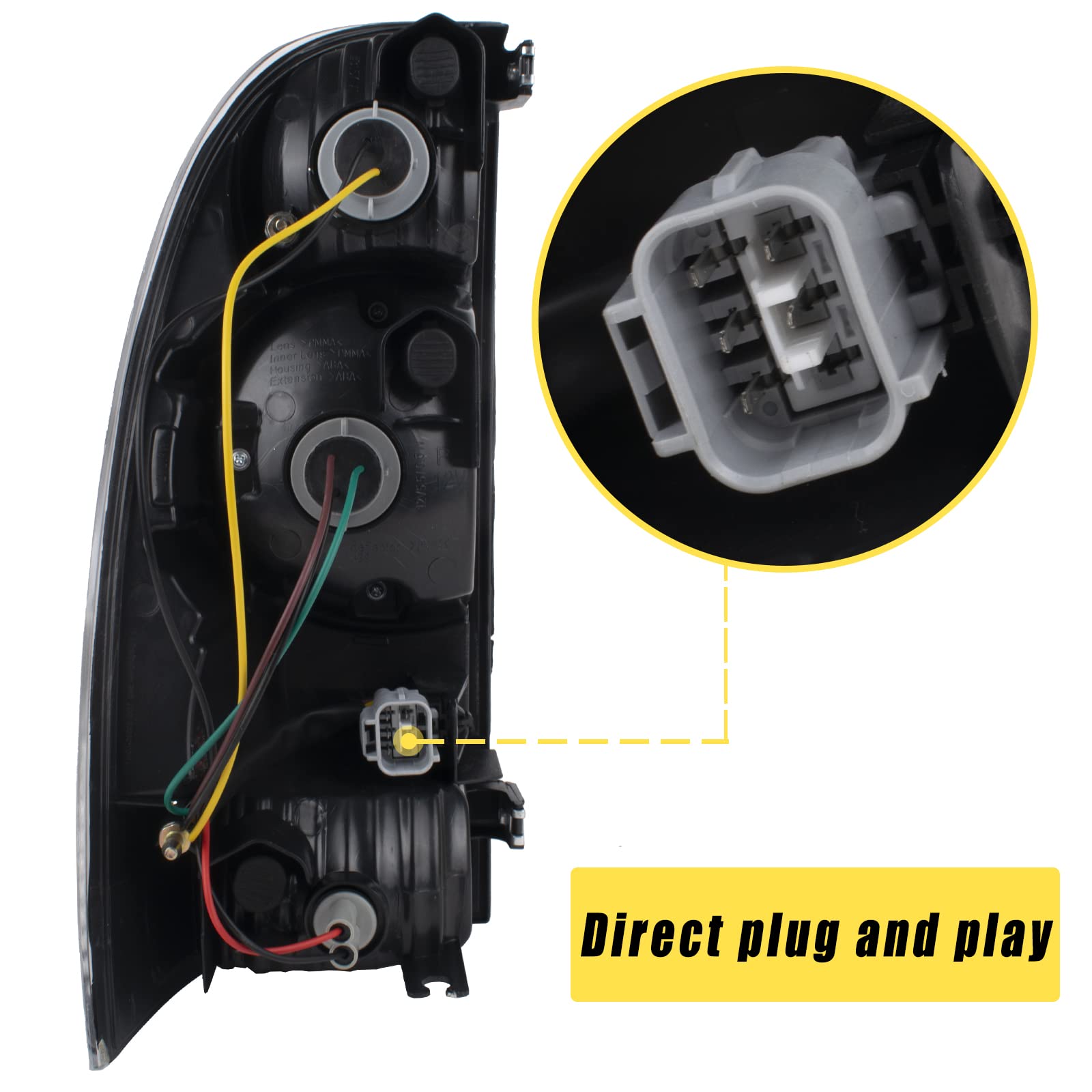 Right Passenger Side Compatible With 2005-2015 Toyota Tacoma Pickup Tail Light Led Lens Bulb And Harness Included (Right Passeng