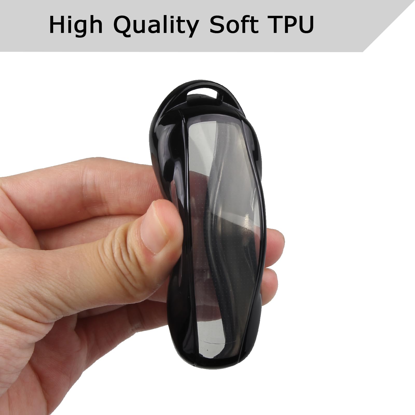 Qbuc For Tesla Key Fob Cover With Keychain Soft Tpu Protection Case Compatible With Tesla Model S (Black)