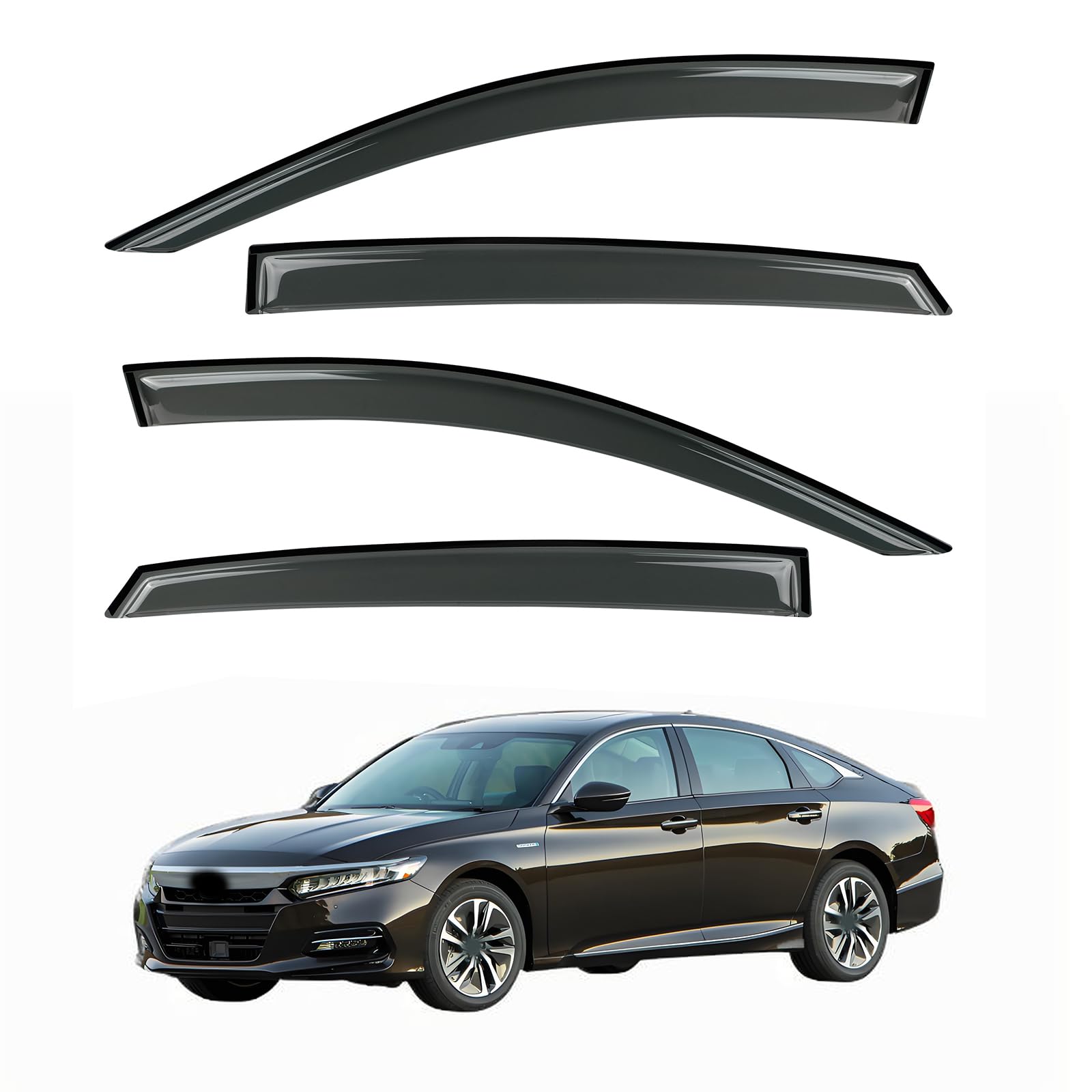 Gldifa Window Visor Rain Guards Compatible With Honda Accord Sedan 2018-2022 Smoke 4Pc 94198