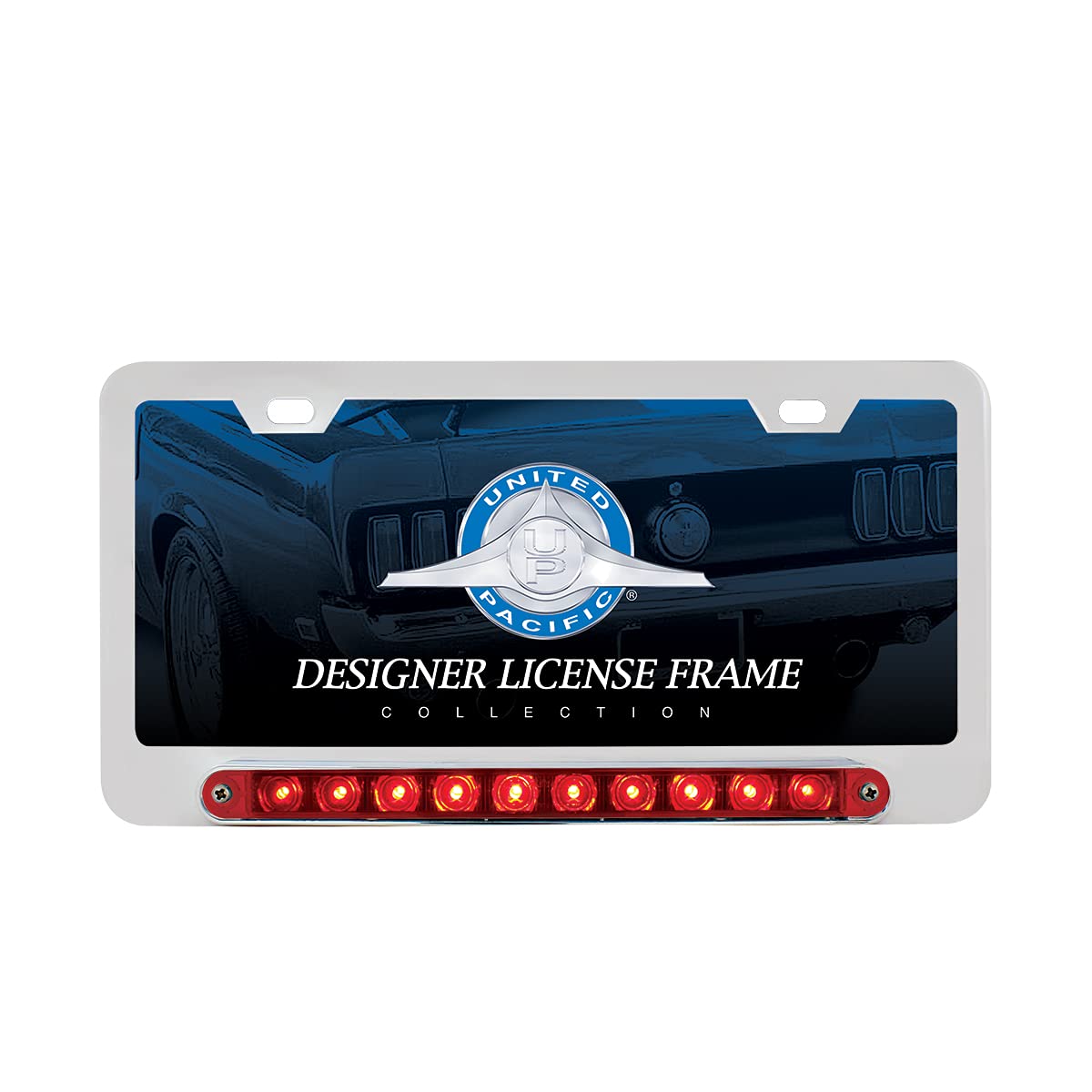 United Pacific Chrome Deluxe Led License Plate Frame - Split Turn Function, 39397