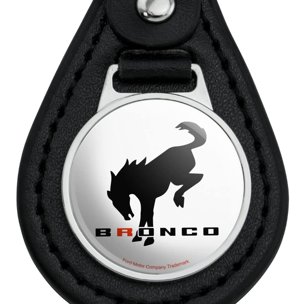 Graphics & More Black Leather Ford Buckin' Bronco Keychain