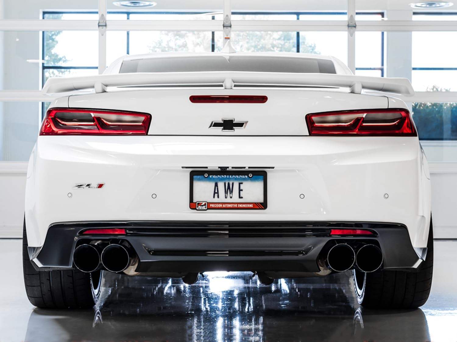 AWE Tuning Cat-Back Exhaust for 16-19 Chevy Camaro SS - Track Edition, Model 3020-43074, Quad Diamond Black Tips, One Size