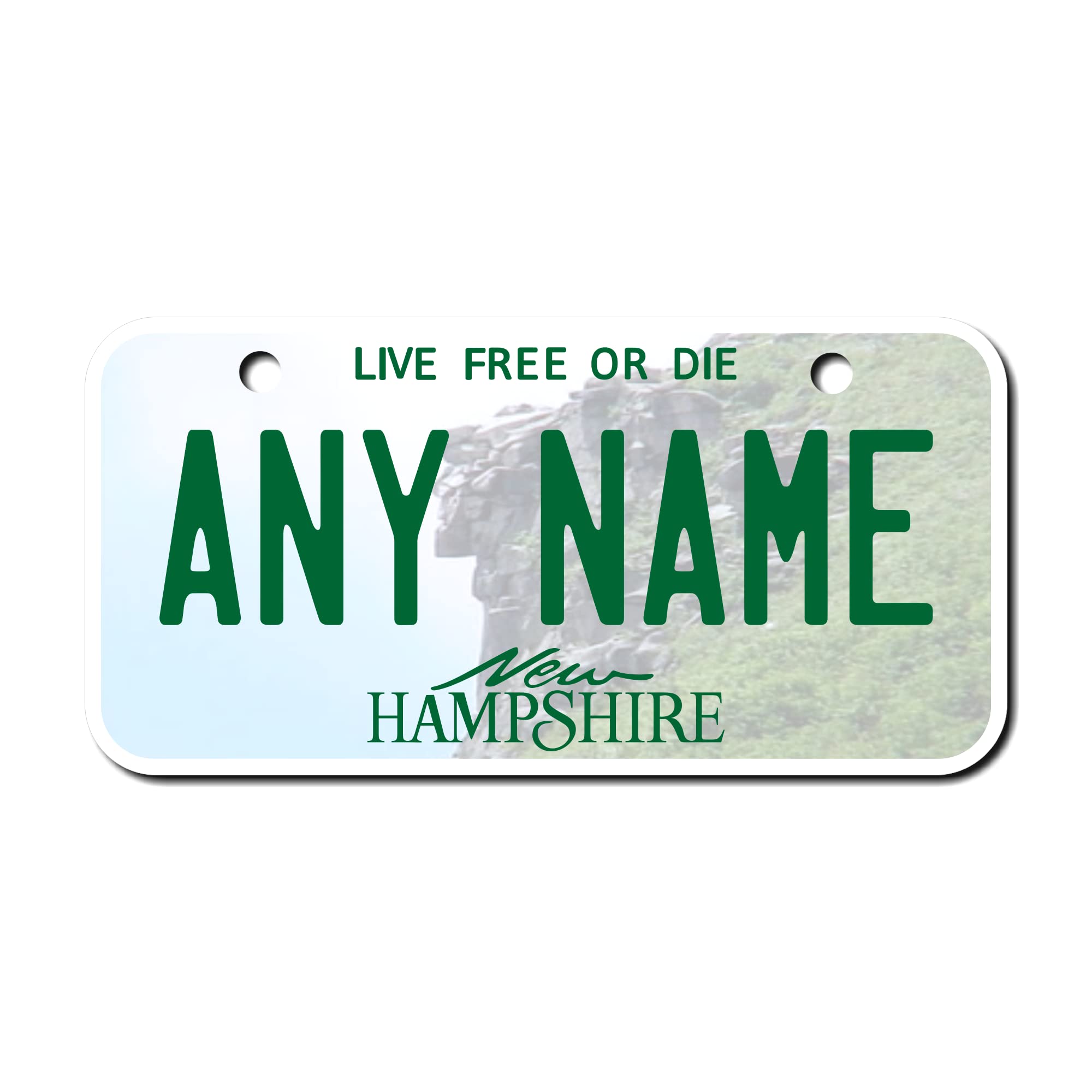 Teamlogo Personalized New Hampshire License Plate - Sizes For Kid 'S Bikes, Cars, Trucks, Cart, Key Rings Version 1 (3 X 6 Alumi