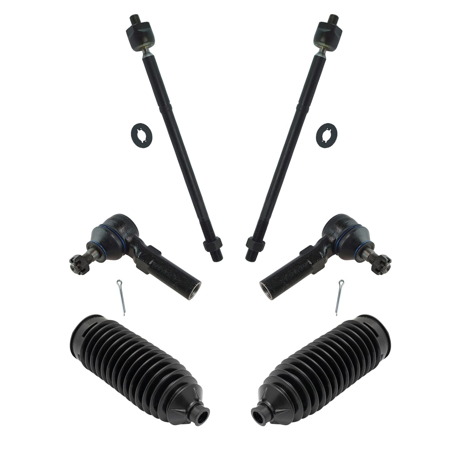 Trq Front Steering Kit Steering Rack & Pinion Bellow Tie Rod Compatible With 2009-2013 Toyota Corolla