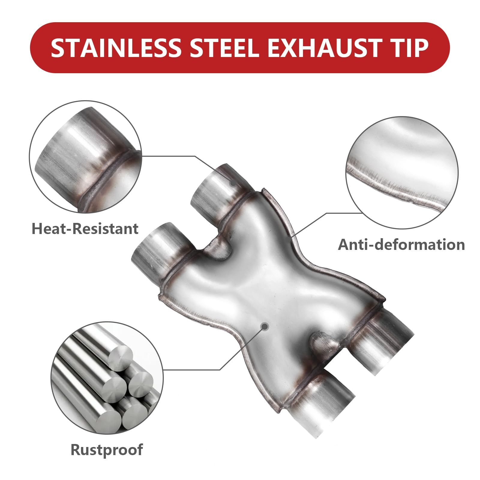 Exhaust X Pipe 2.5 Inch Inlet,Stainless Steel Universal Exhaust X Pipe 2.5'' Inlet 2.5'' Outlet 12'' Long For Smoother Exhaust,D